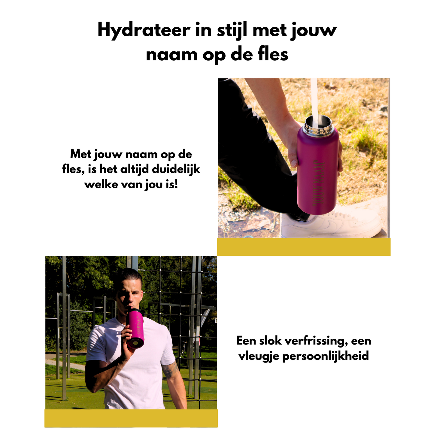Water Bottle Pink 1L - With Straw