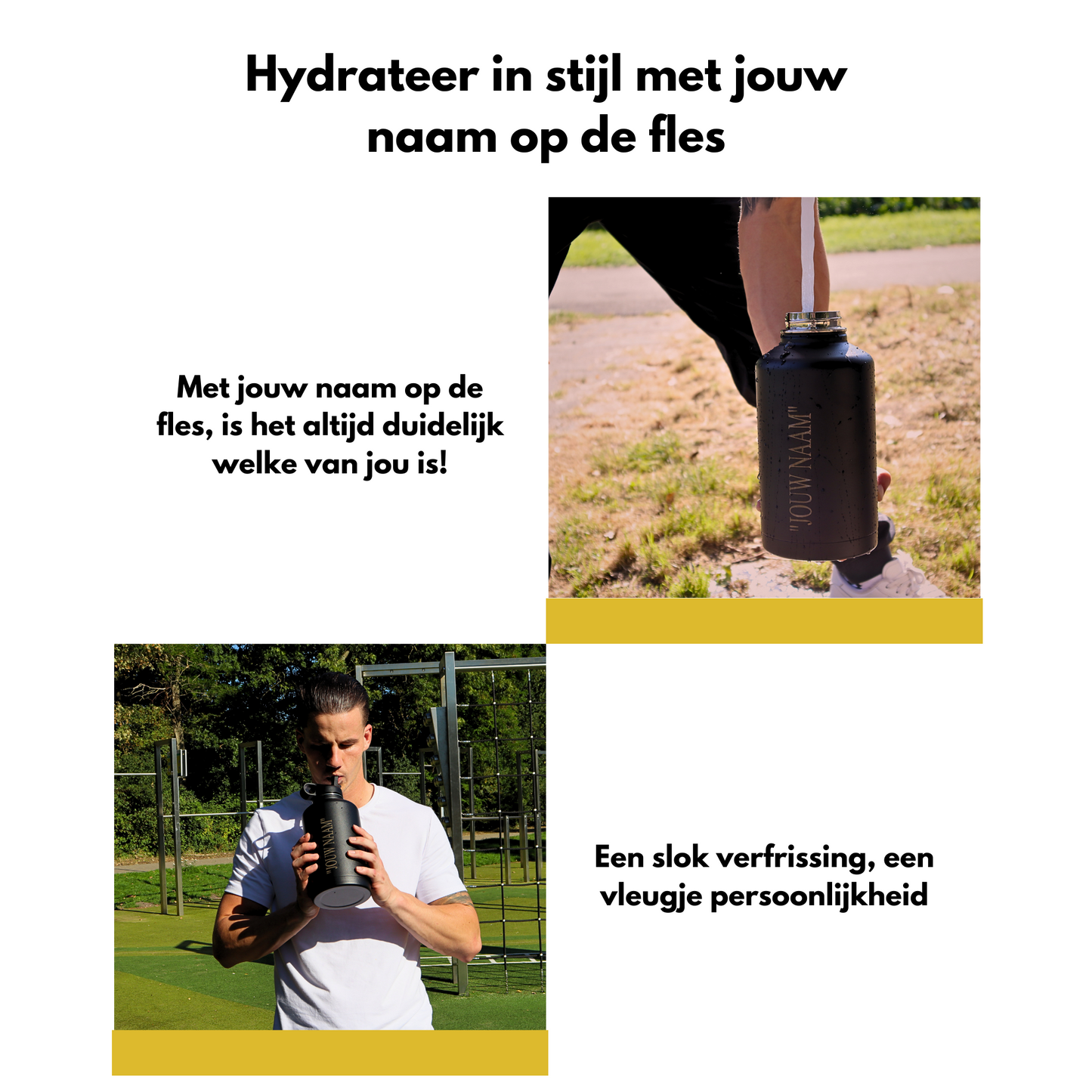 Water Bottle Black 2L - With Straw