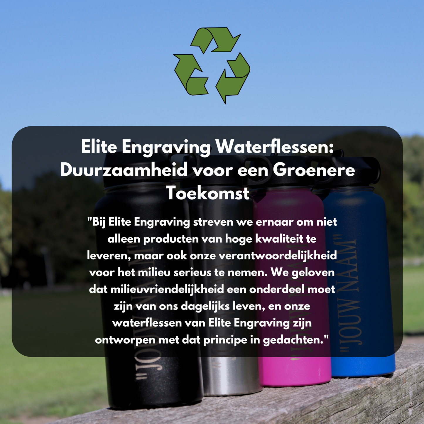 Waterfles Zilver 1L - Met Rietje