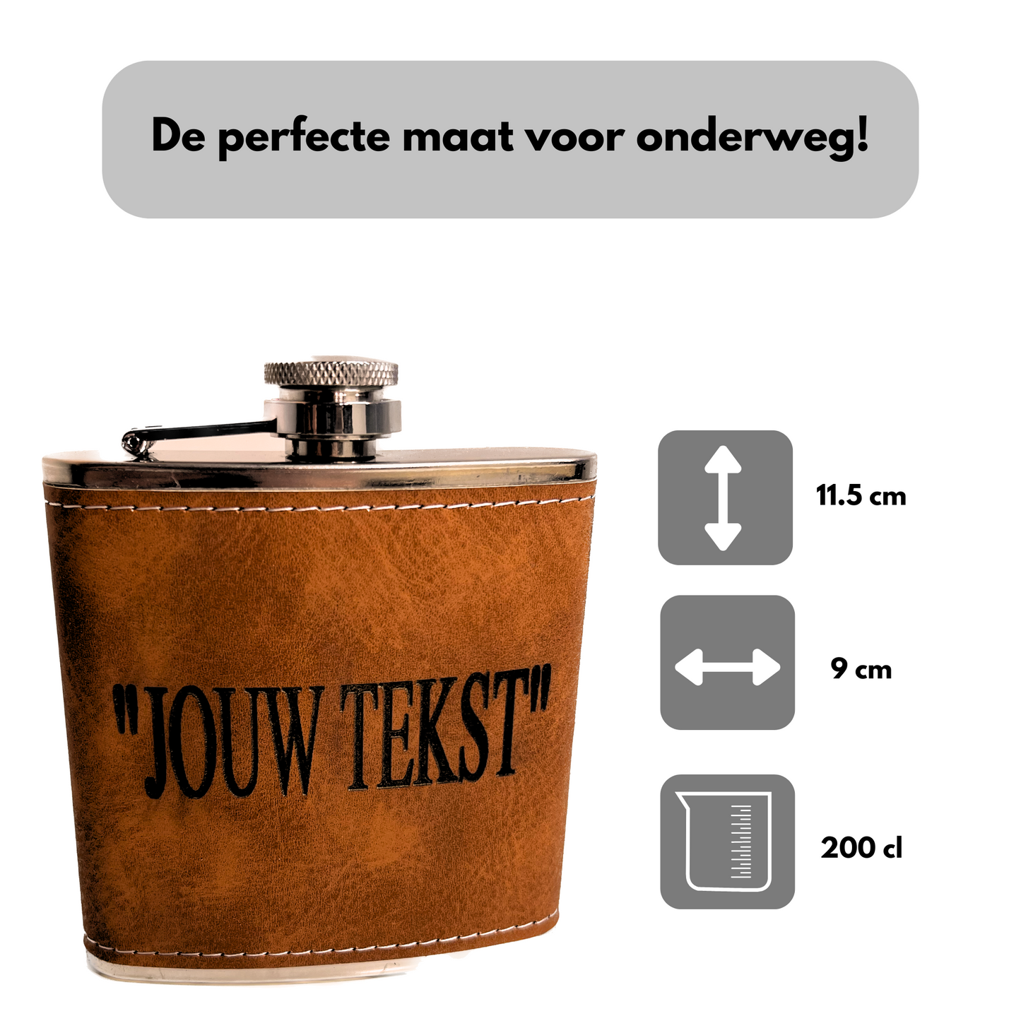 Personalized Stainless Steel Hip Flask with Leather