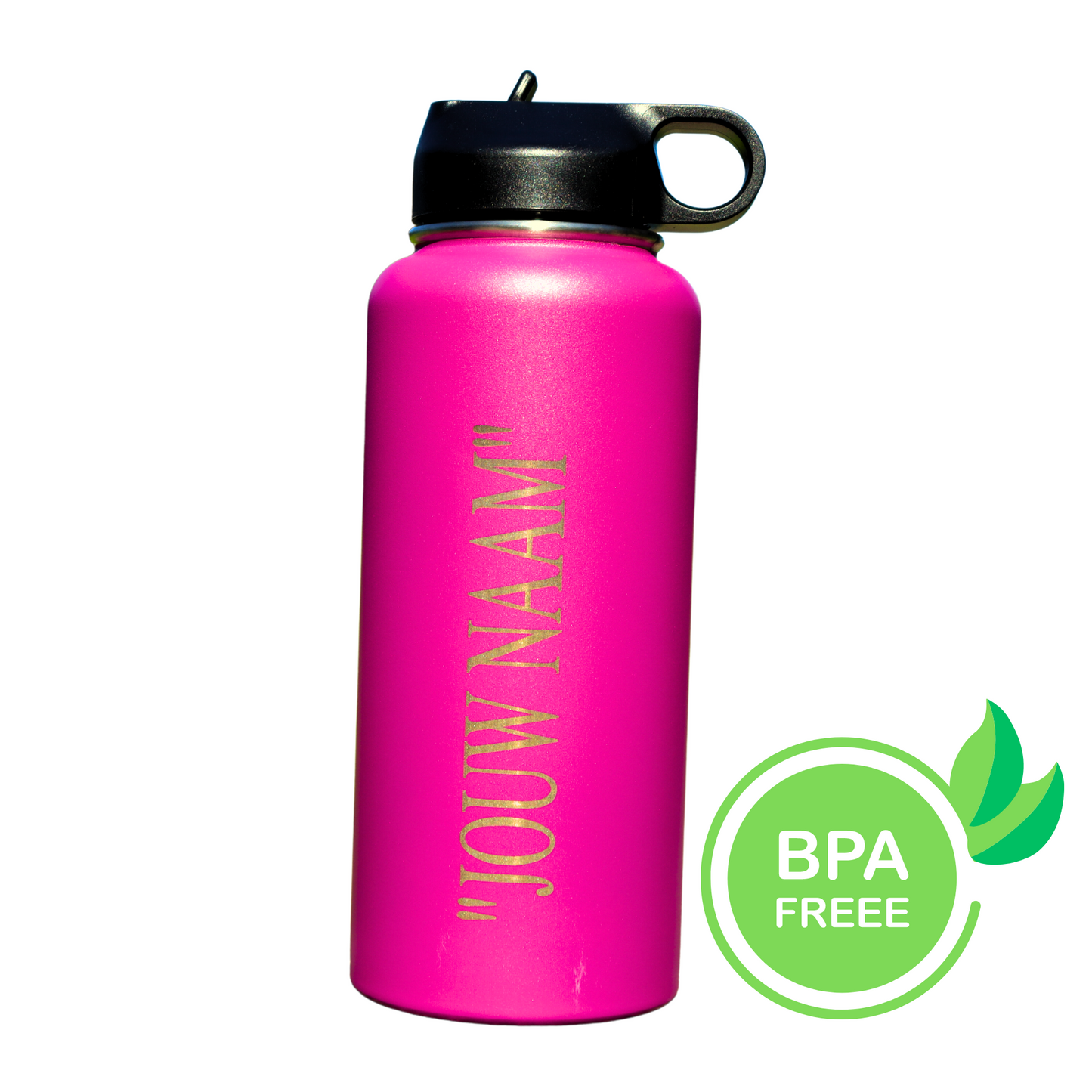 Water Bottle Pink 1L - With Straw